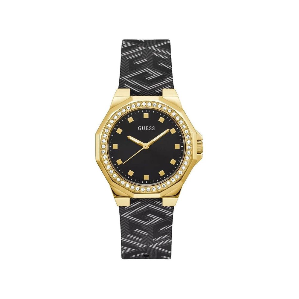Guess Schwarze Lederuhr