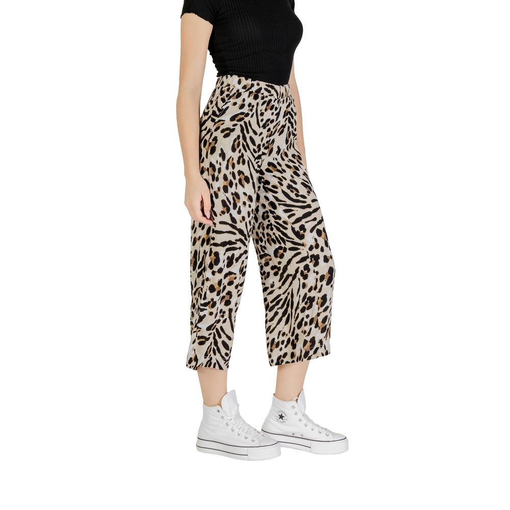 ICHI Beige Viskose Cropped Pant – Bild 4