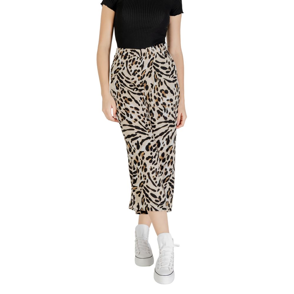 ICHI Beige Viskose Cropped Pant – Bild 5