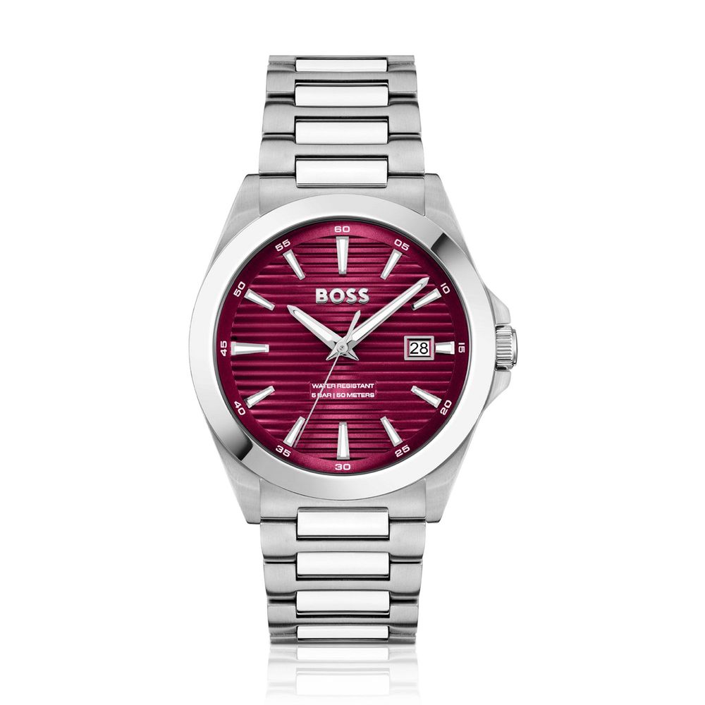 Hugo Boss Elegante Edelstahl-Armbanduhr in Grau