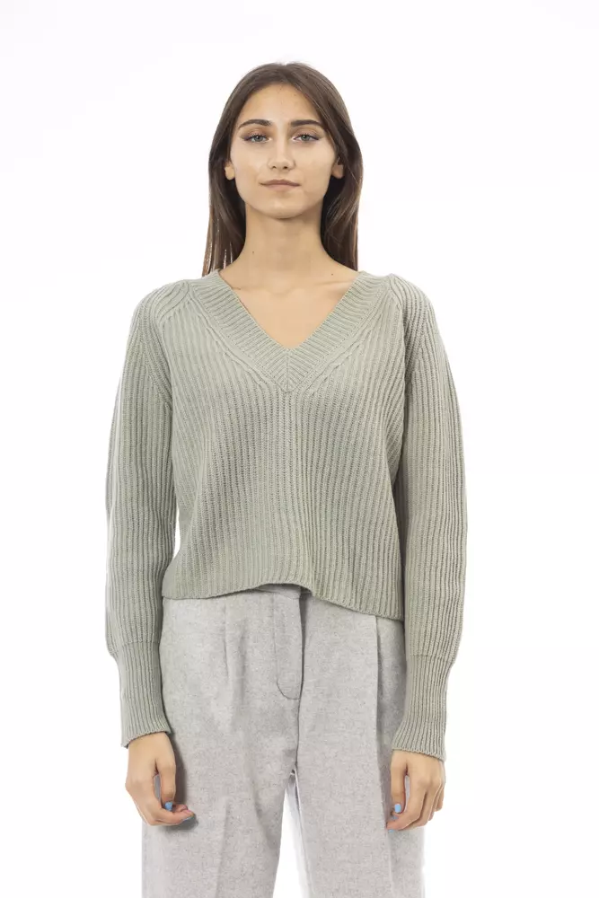 Alpha Studio Grüner Pullover aus Wolle für Frauen