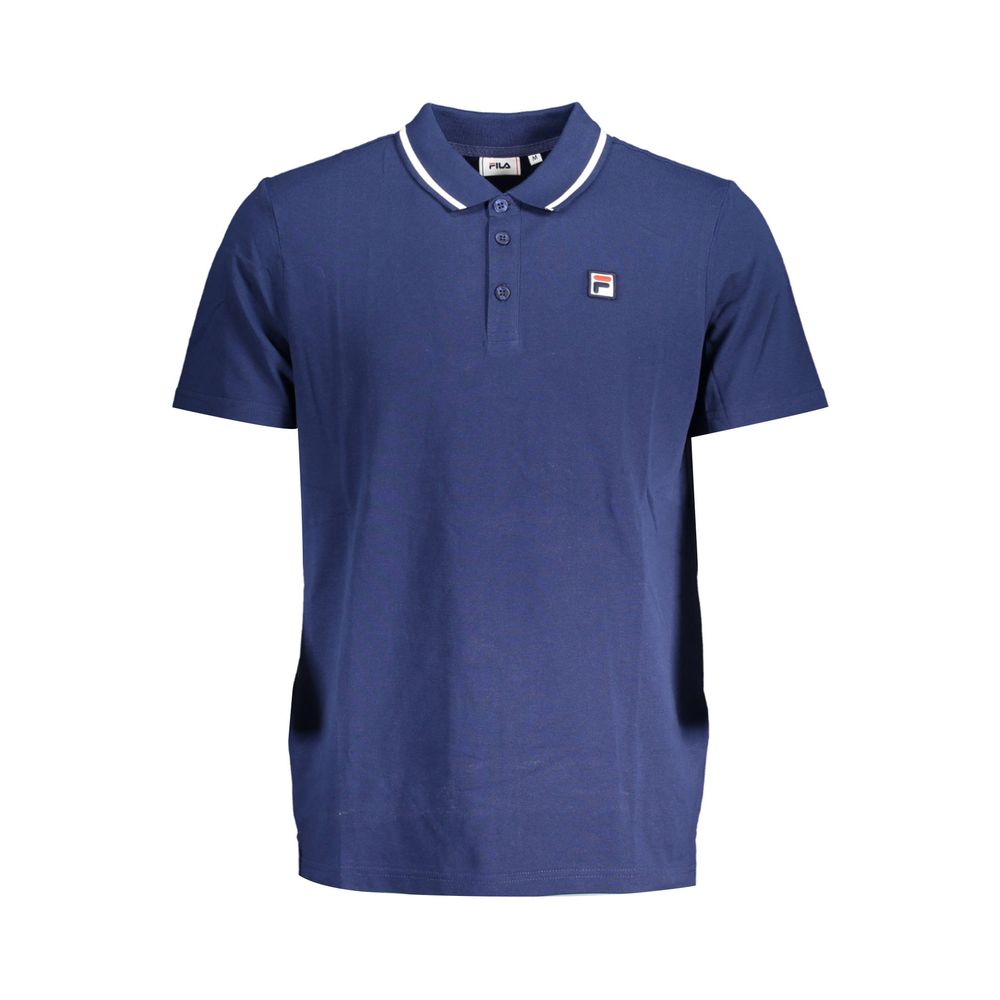Fila Klassisch blaues Baumwoll-Polo mit kontrastierenden Details