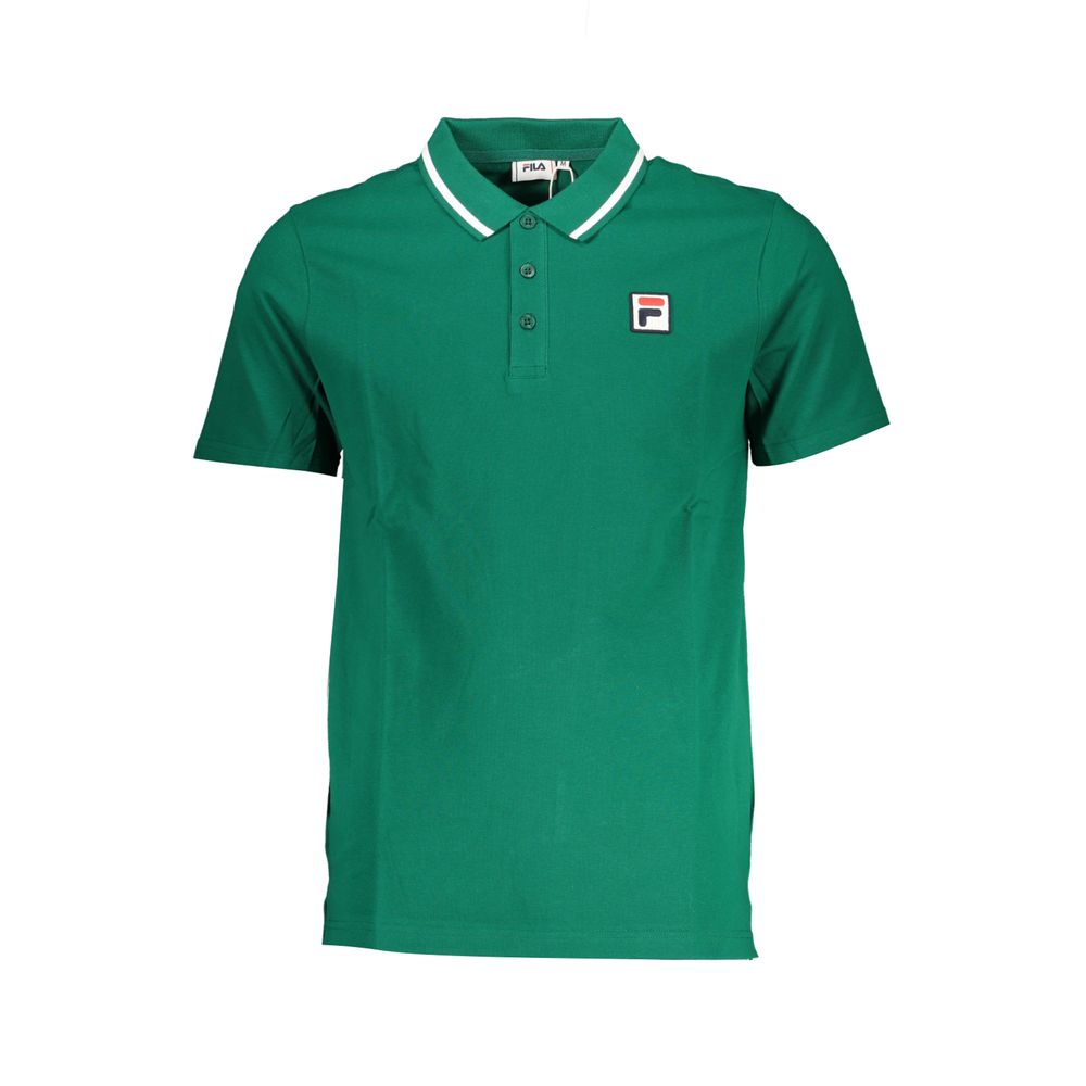 Fila Klassisches grünes Baumwoll-Polo mit kontrastierenden Details