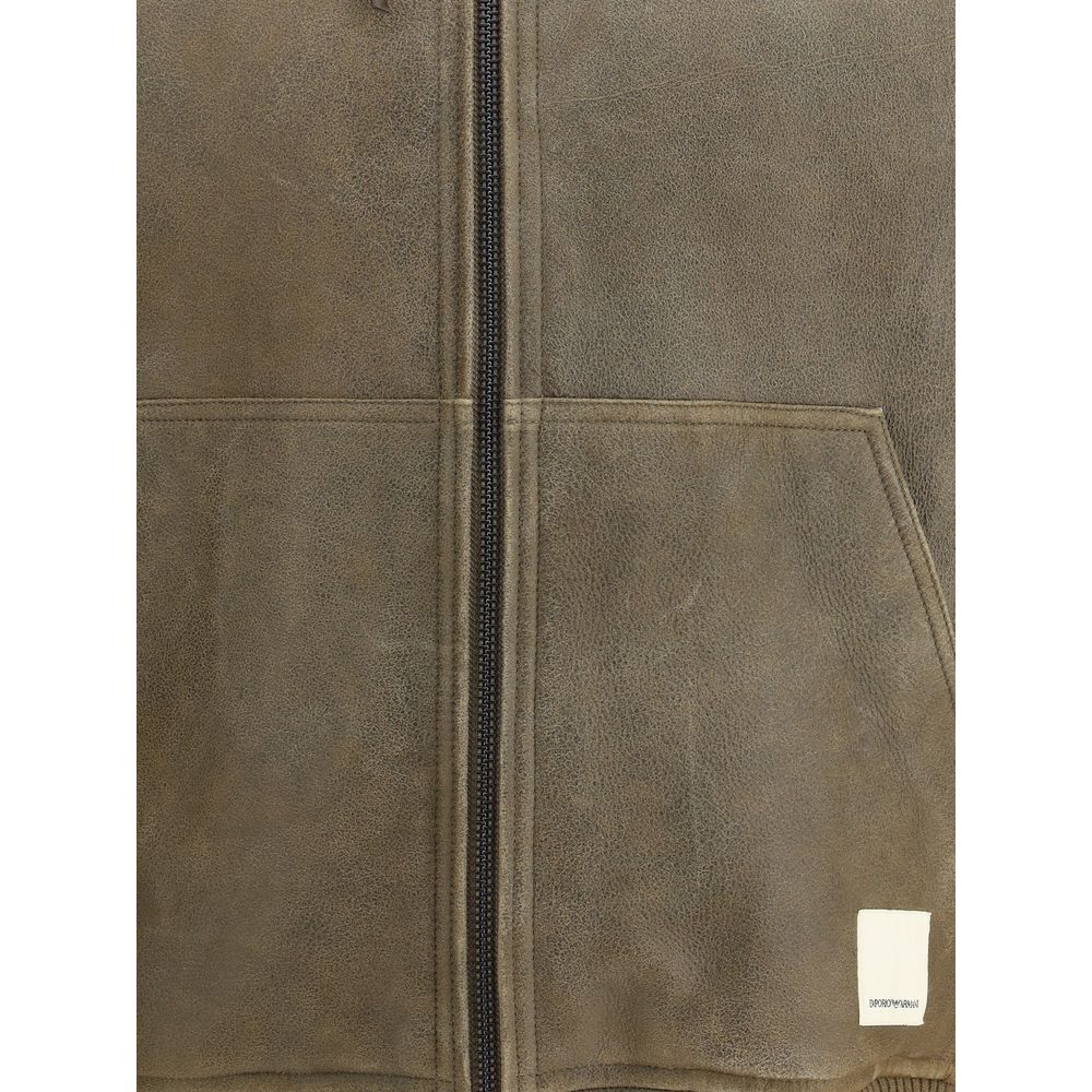 Emporio Armani Brauner Lamm-Bomber Ovis Aries Aries – Bild 3