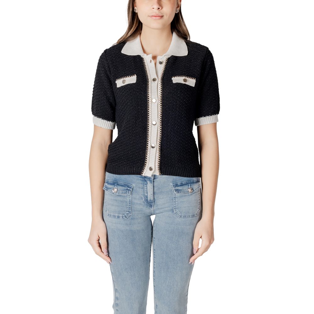 Morgan De Toi Schwarzer Pullover aus recycelter Baumwolle