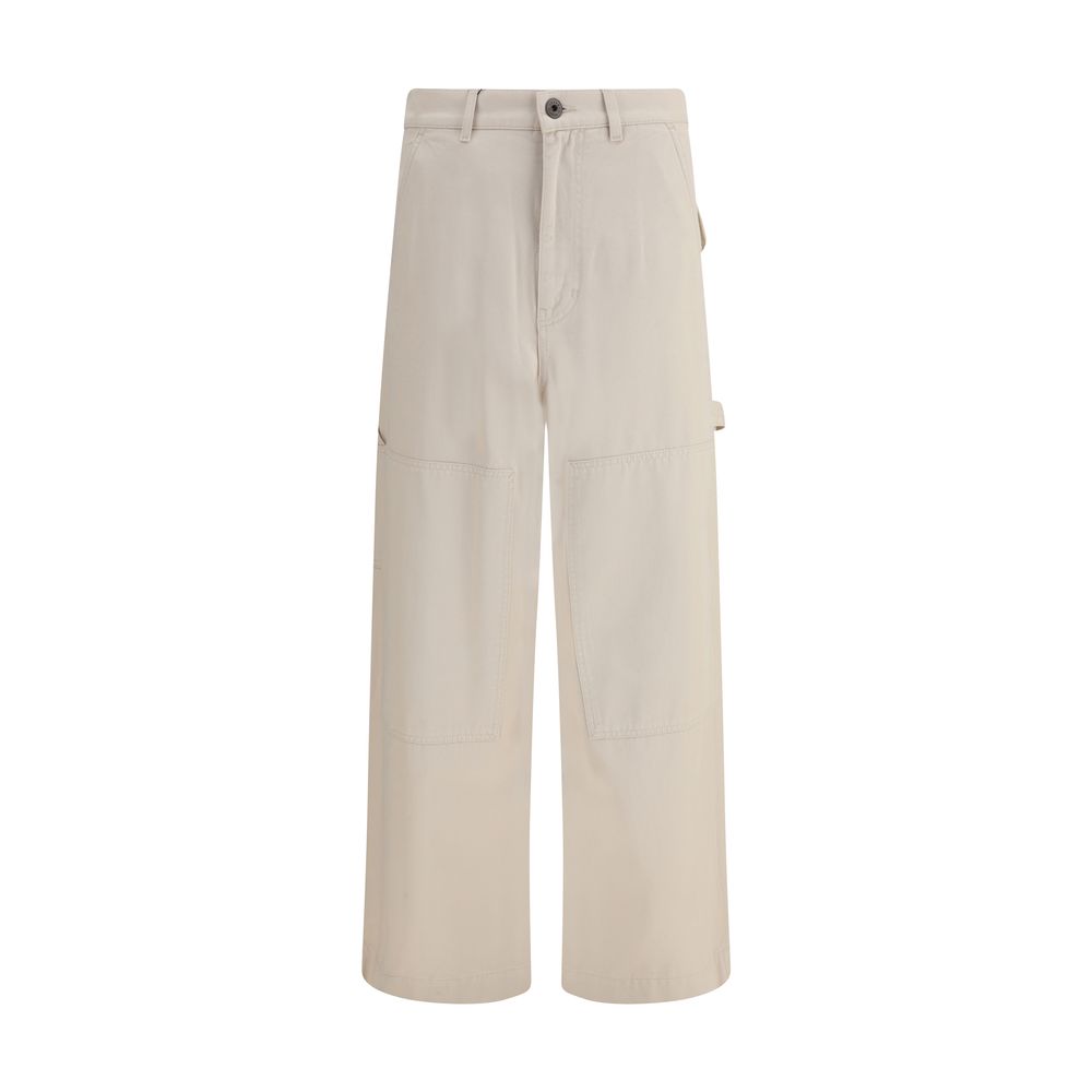 Max Mara Baumwoll-Cargohose in Creme