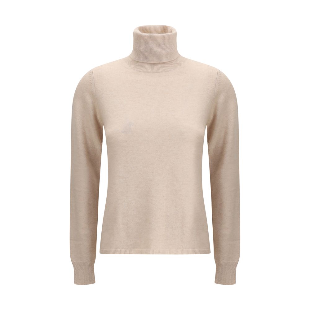Max Mara Beiger Rollkragenpullover aus Wolle
