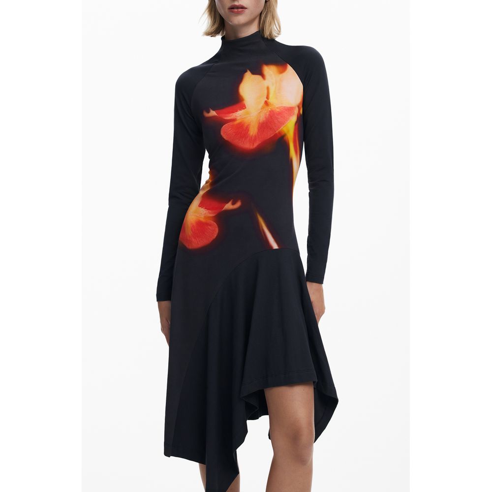 Desigual Schwarzes Baumwollkleid für Frauen