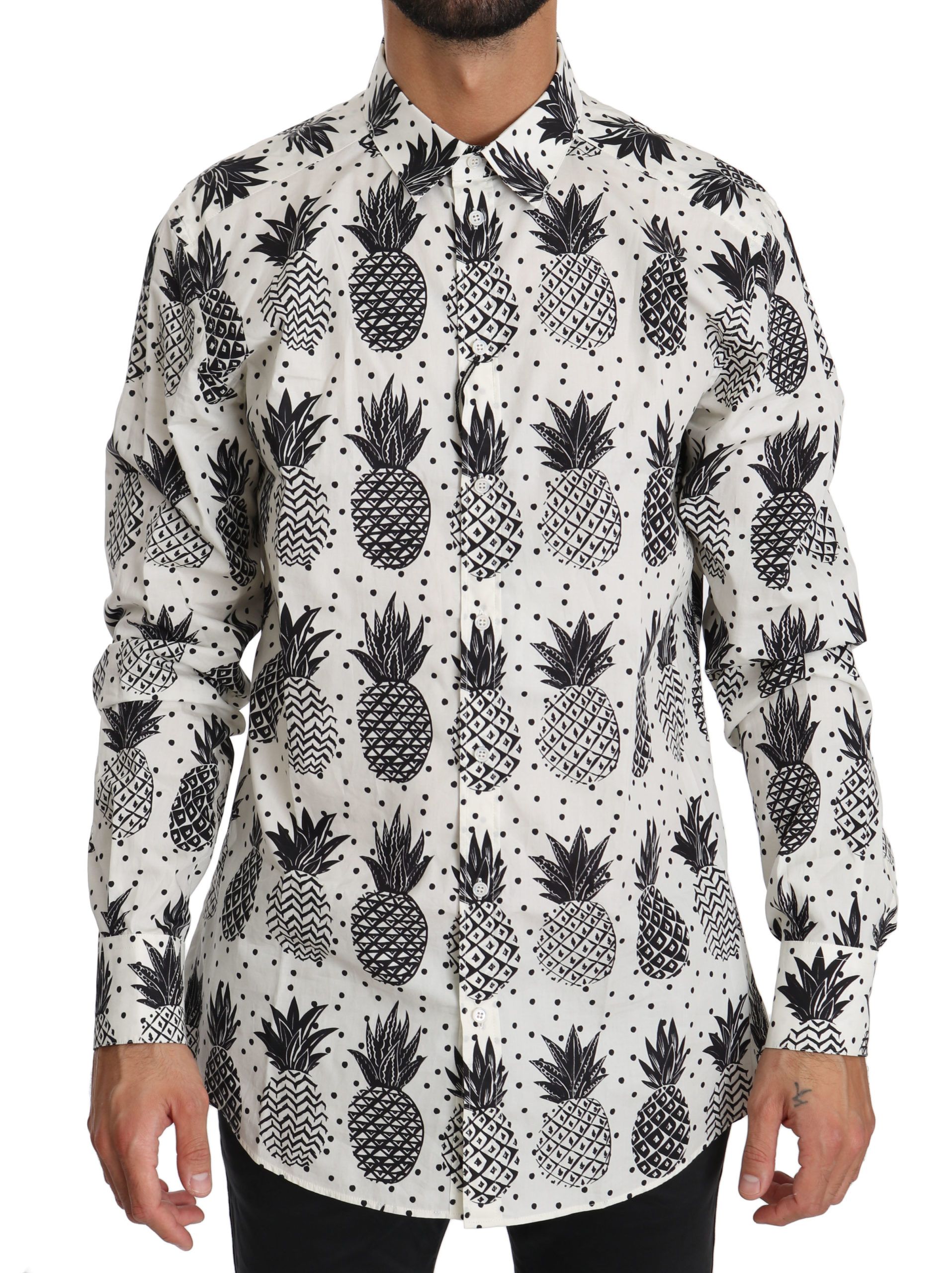 Dolce & Gabbana Weißes Ananas-Baumwoll-Top-Shirt