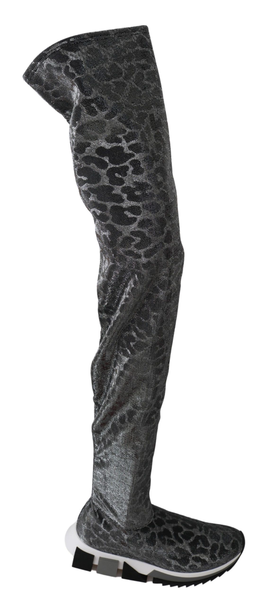 Dolce & Gabbana Grau Leopard High Top Sneakers Booties Schuhe