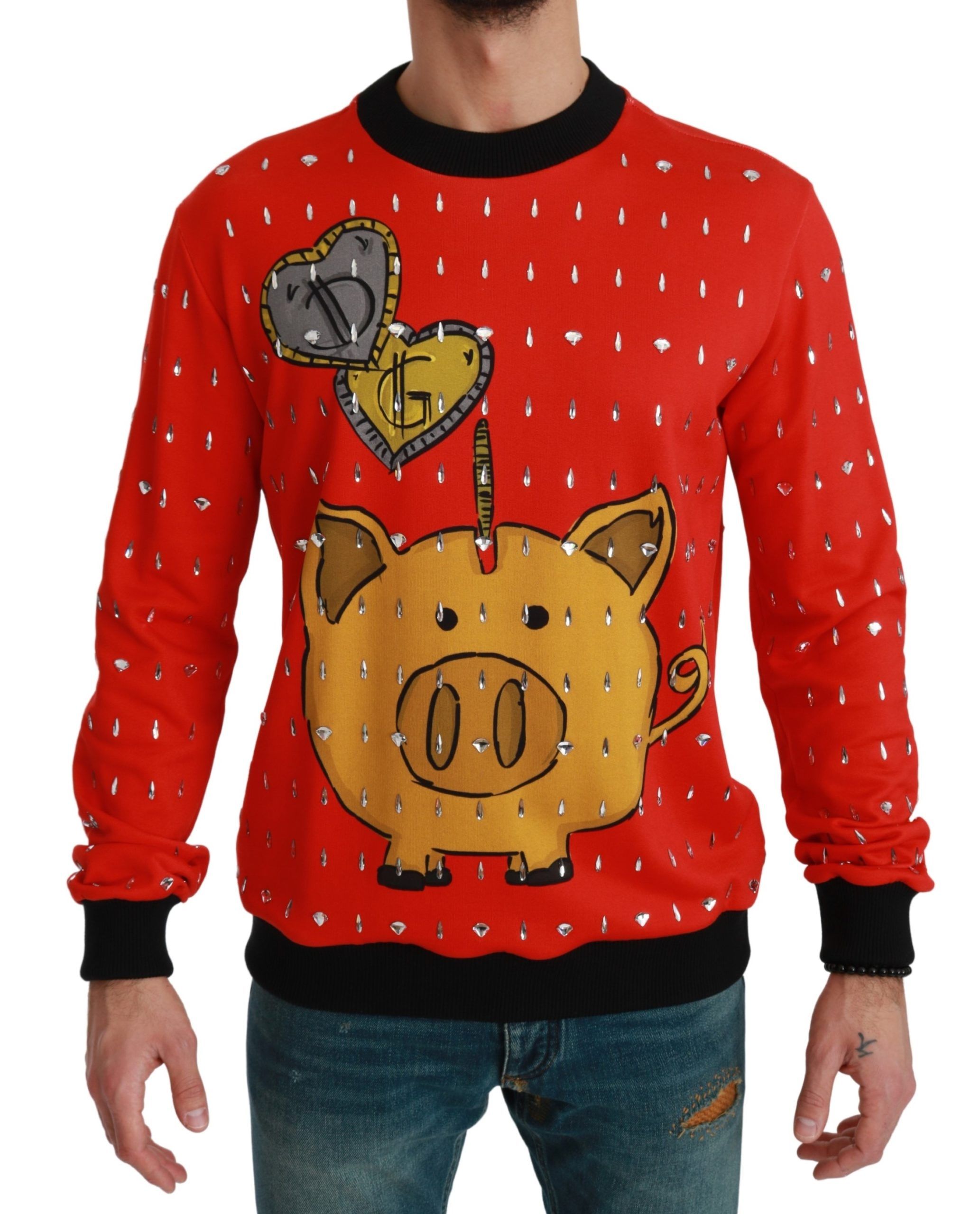 Dolce & Gabbana Roter Kristall-Schwein des Jahres Pullover