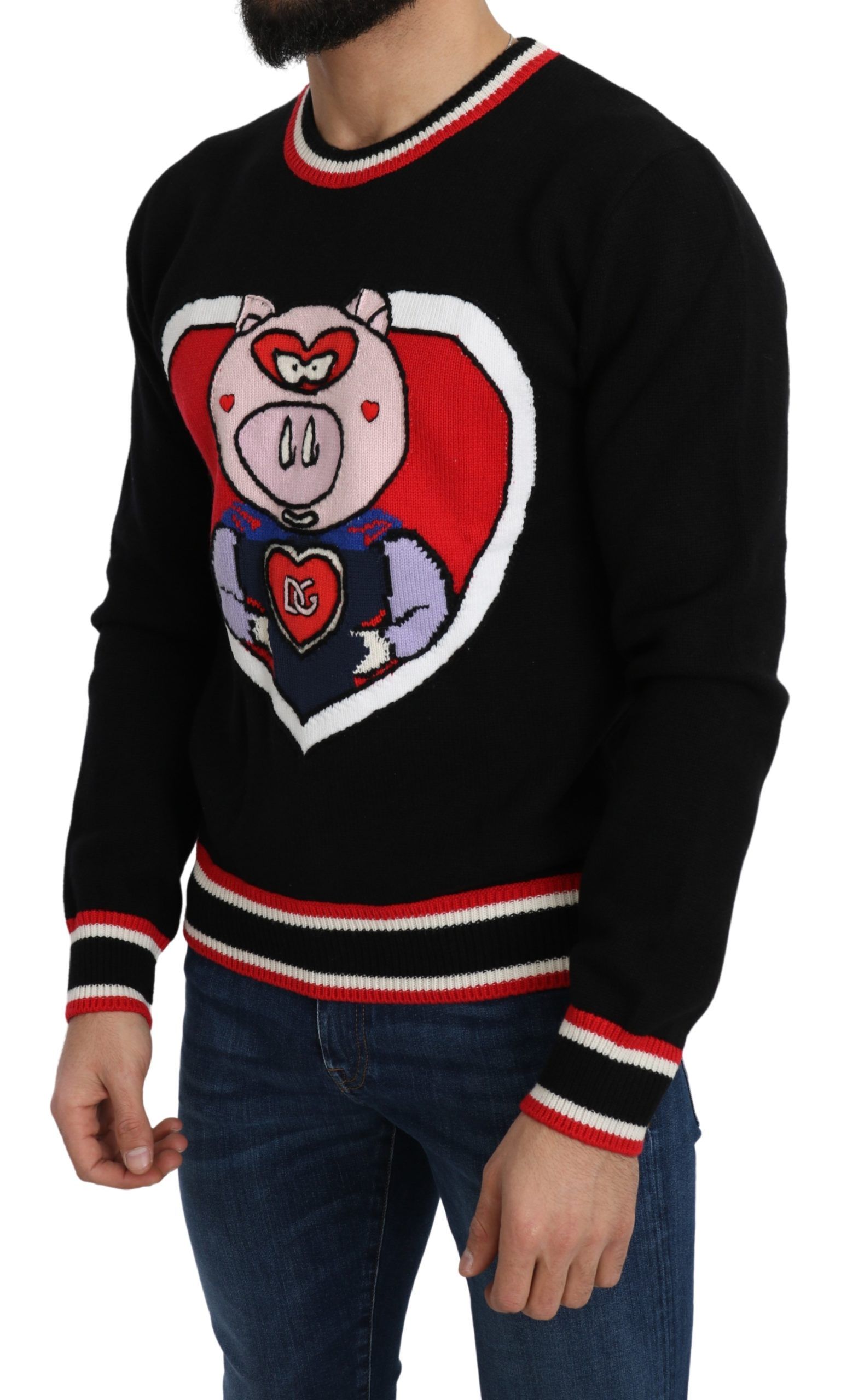 Dolce & Gabbana Schwarzer Kaschmir-Pullover Schwein des Jahres – Bild 2