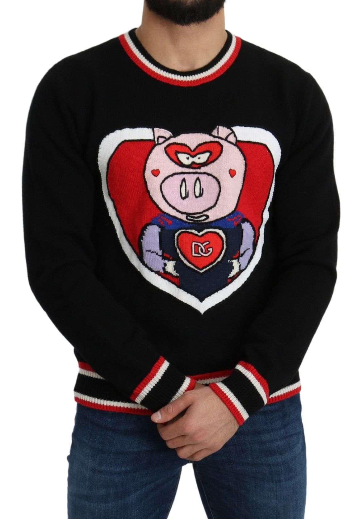 Dolce & Gabbana Schwarzer Kaschmir-Pullover Schwein des Jahres – Bild 5