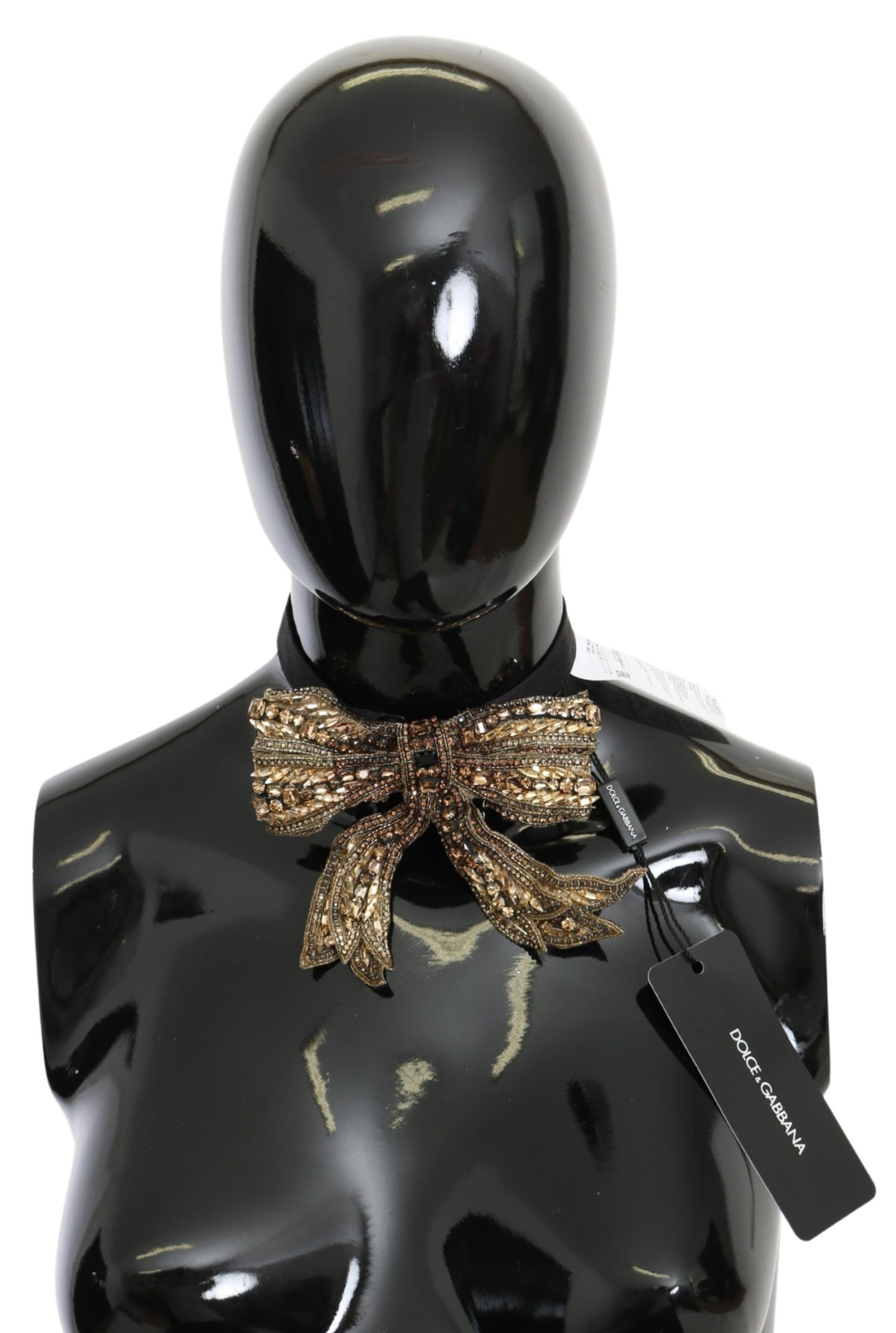 Dolce & Gabbana Gold Kristall Perlen Pailletten 100% Seide Catwalk Halskette
