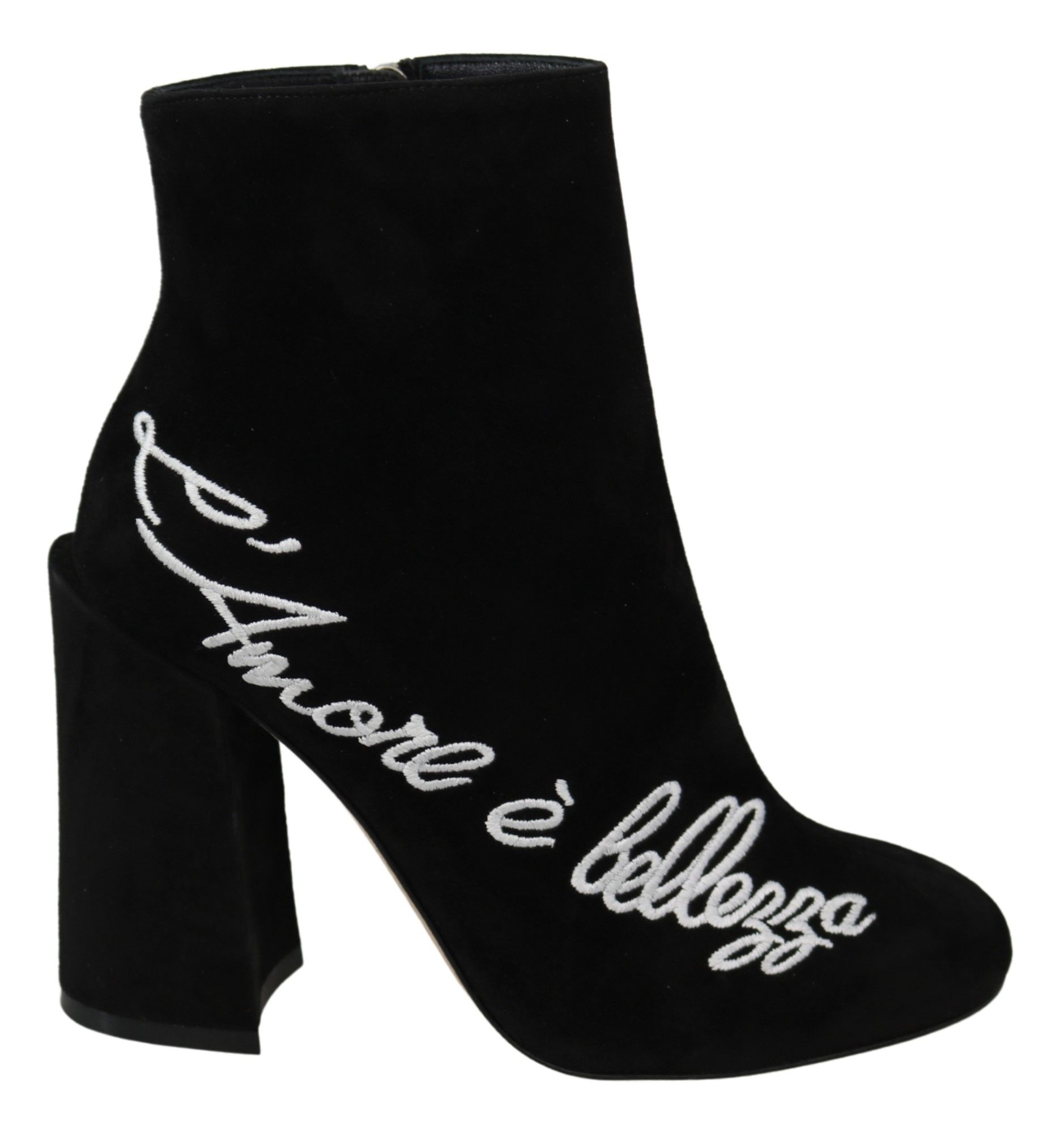 Dolce & Gabbana Schwarz Wildleder L'Amore E'Bellezza Stiefel Schuhe