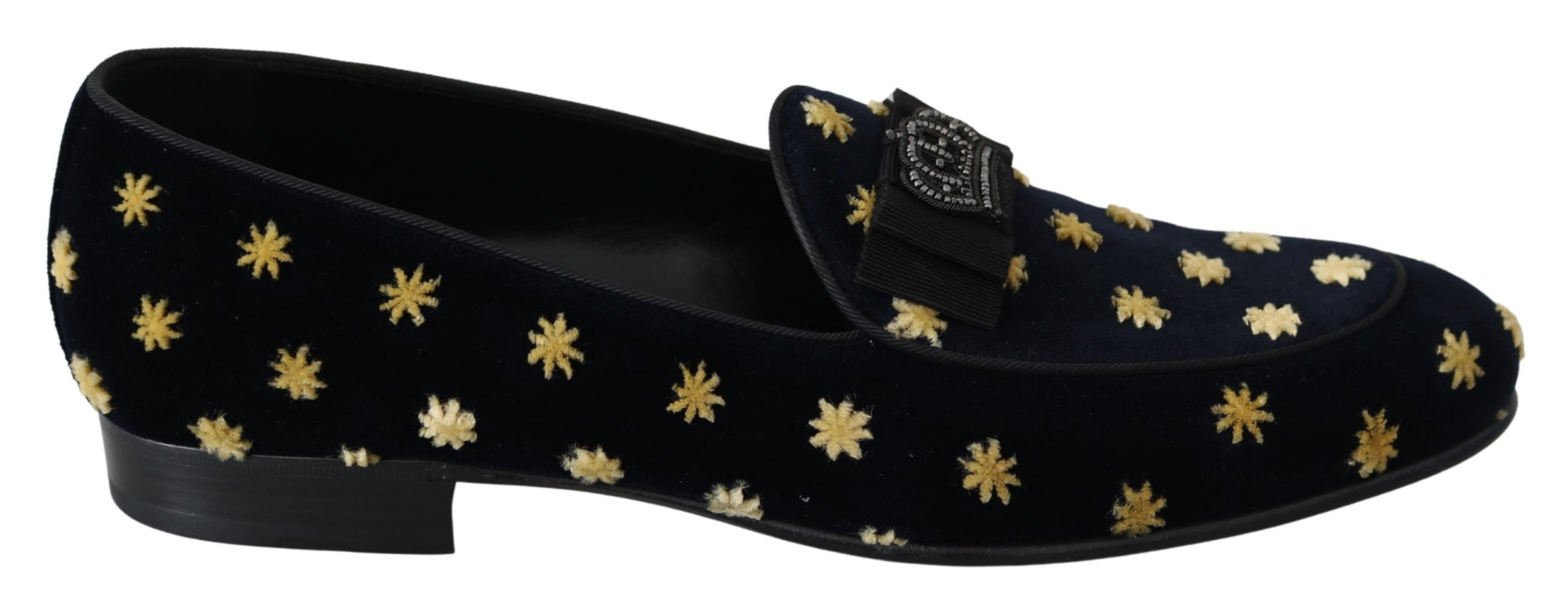 Dolce & Gabbana Blau Samt Krone Hausschuhe Loafers Schuhe