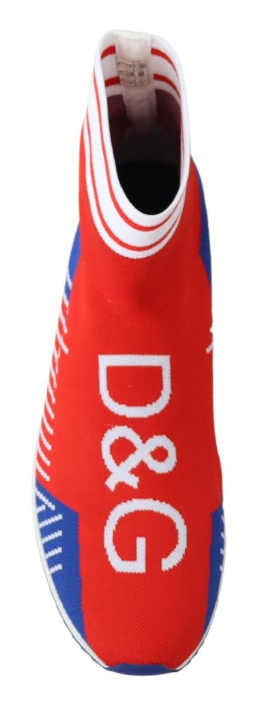 Dolce & Gabbana Blau Rot Sorrento Logo Turnschuhe Socken Schuhe – Bild 3