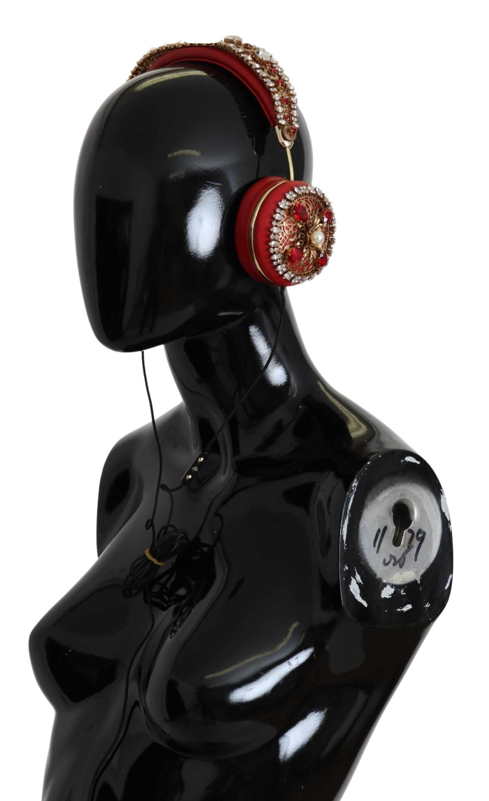 Dolce & Gabbana FRENDS Leder Rot Floral Kristall Kopfhörer – Bild 4