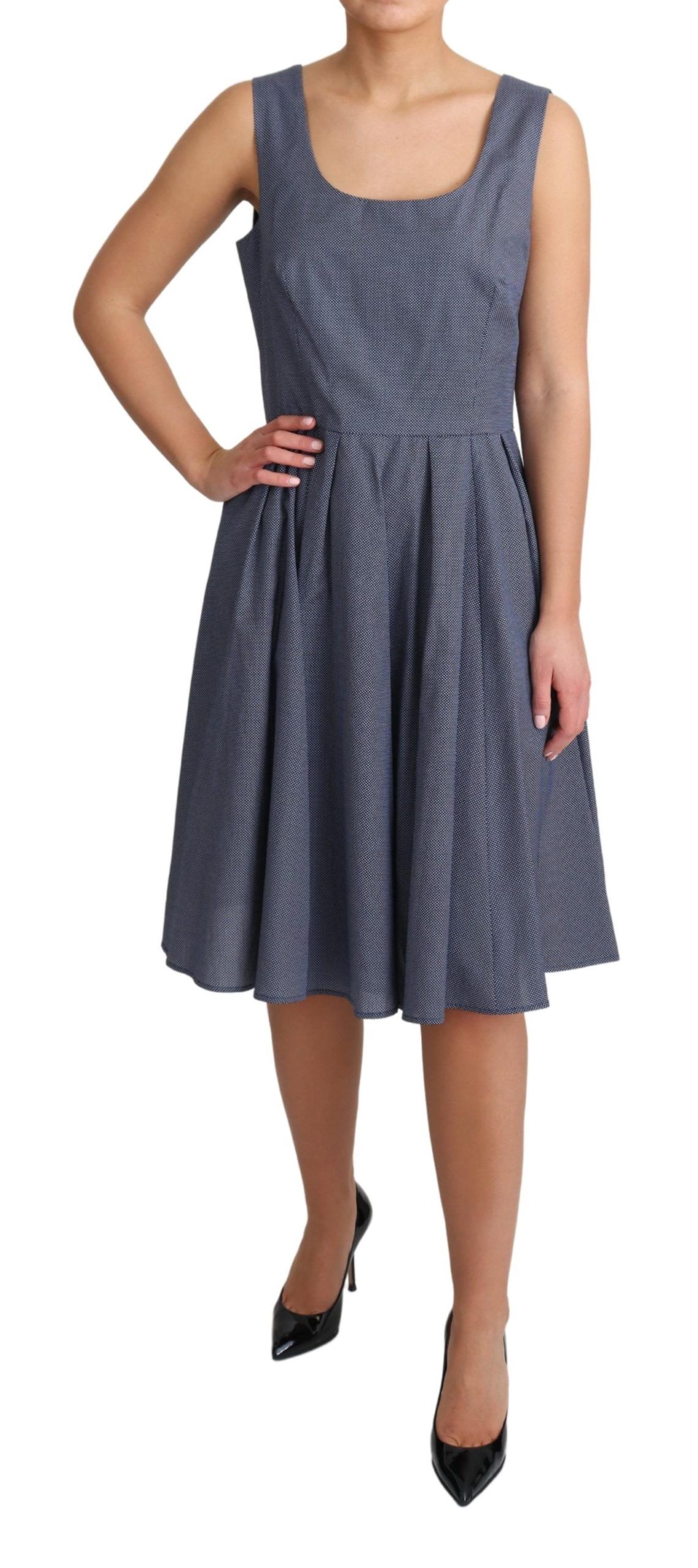 Dolce & Gabbana Blaues Stretchkleid mit Polka-Baumwolle in A-Linie – Bild 2