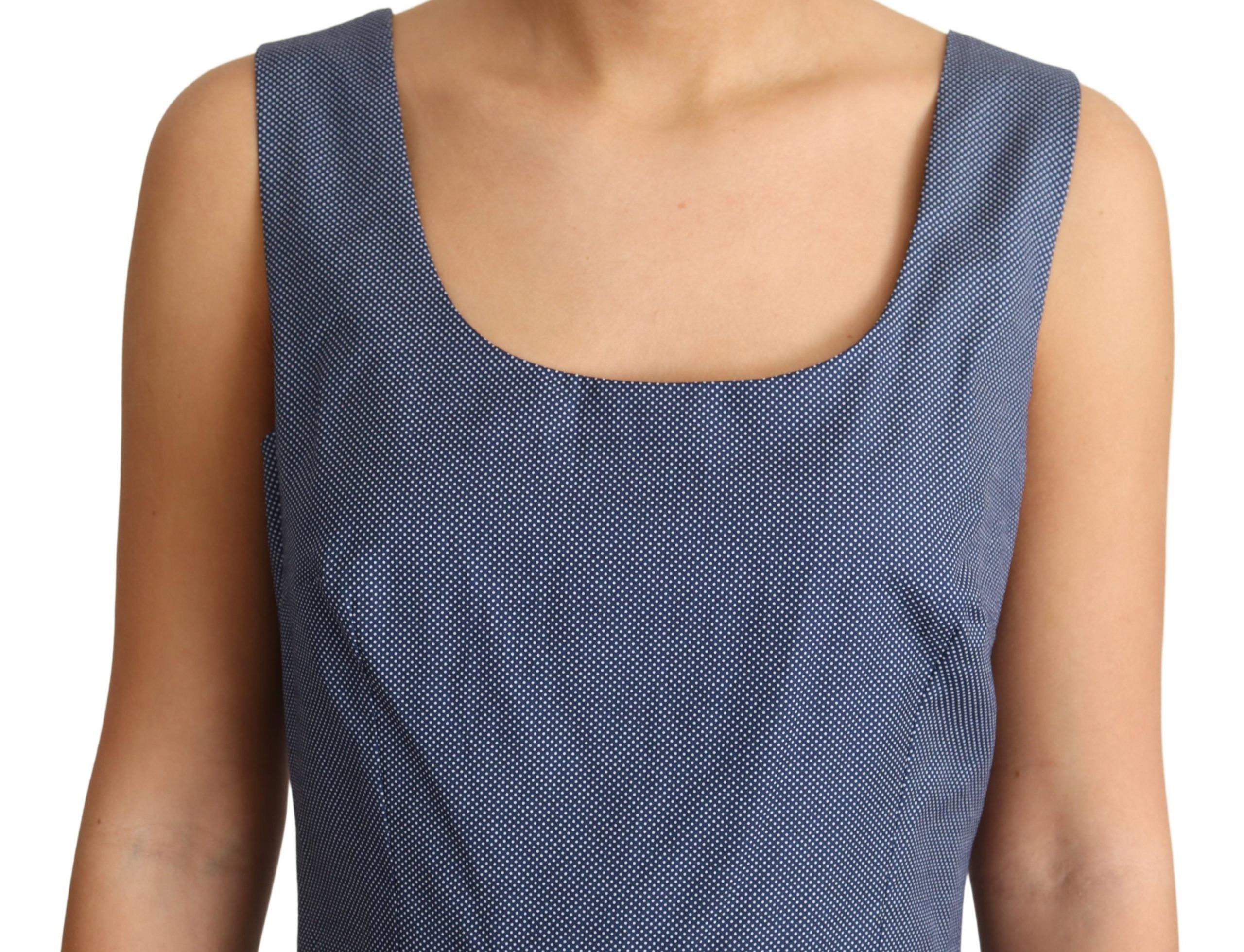 Dolce & Gabbana Blaues Stretchkleid mit Polka-Baumwolle in A-Linie – Bild 5