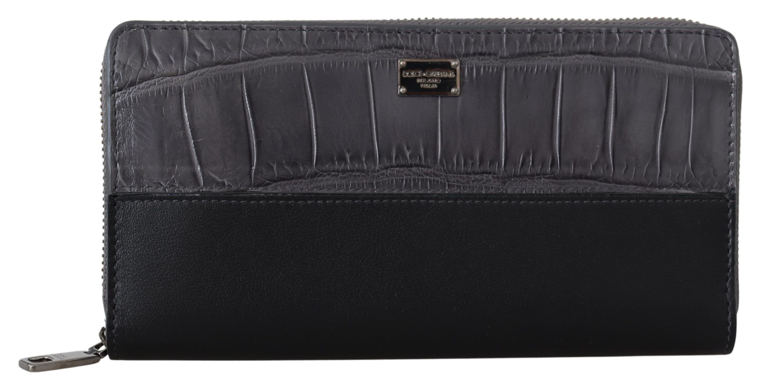 Dolce & Gabbana Schwarzes Zip Around Continental Clutch Leder Portemonnaie