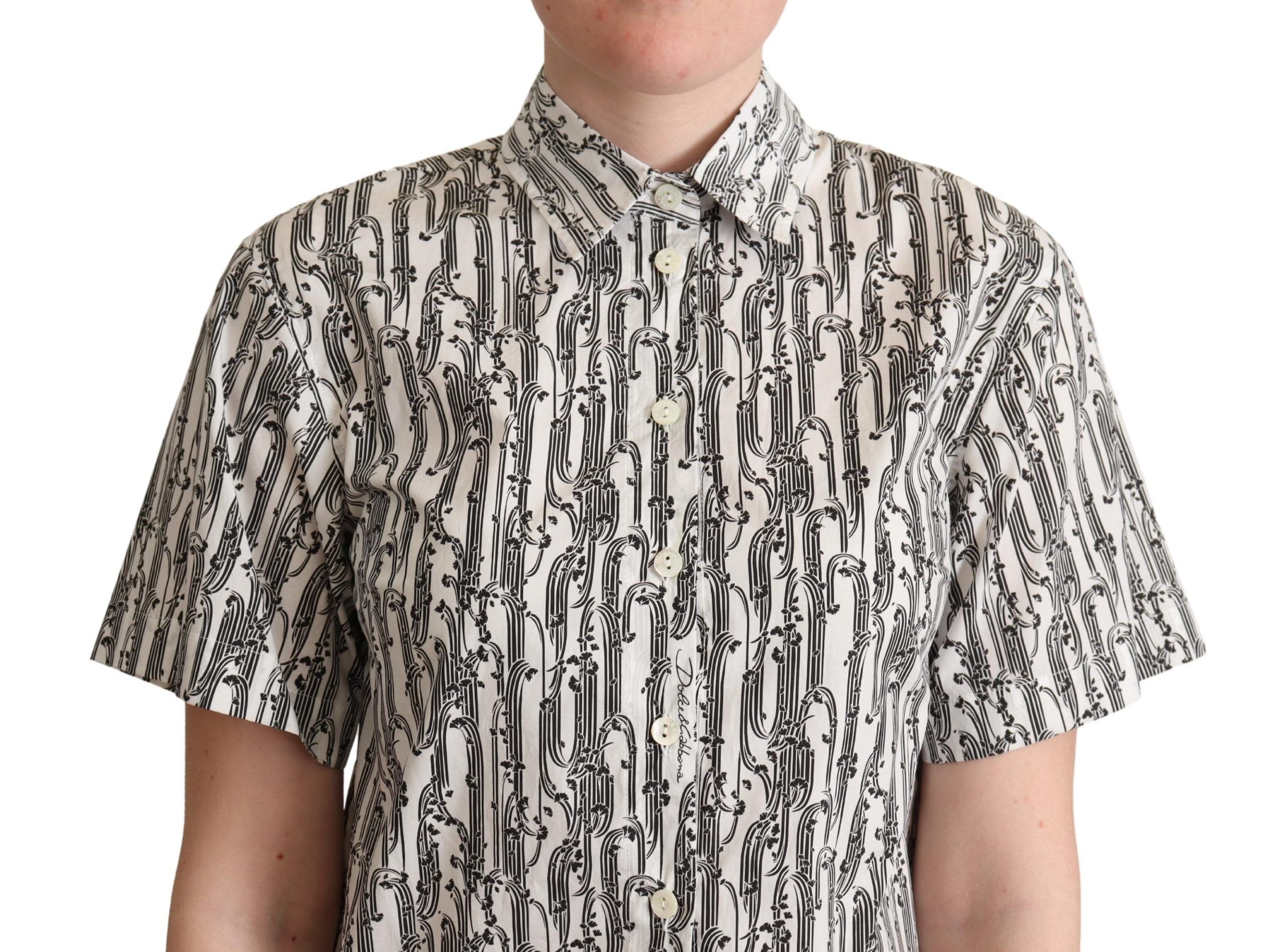 Dolce & Gabbana Weißes geblümtes Blusenhemd mit Kragen – Bild 4