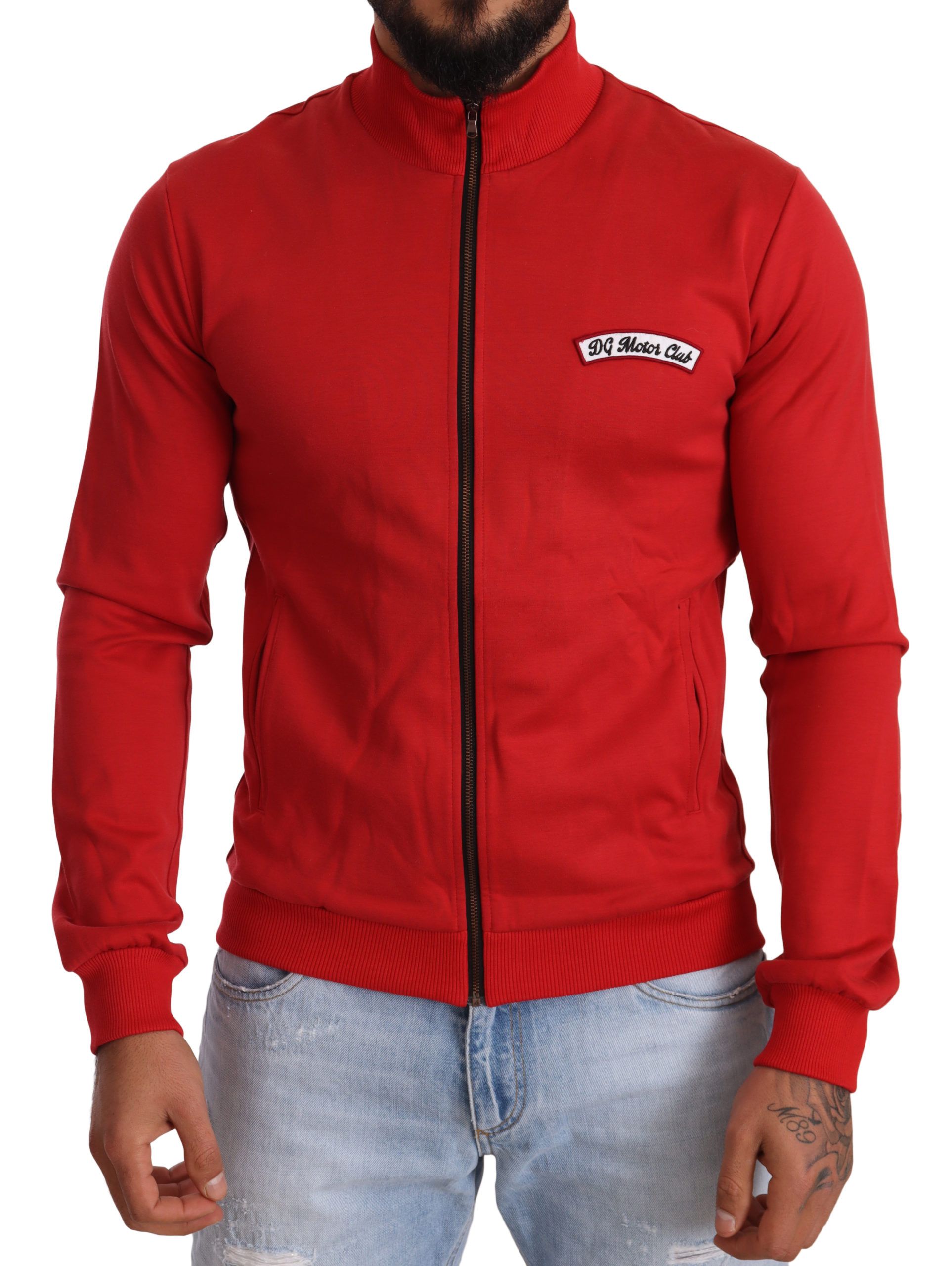 Dolce & Gabbana Roter DG Motor Club Zipper Stretch Pullover
