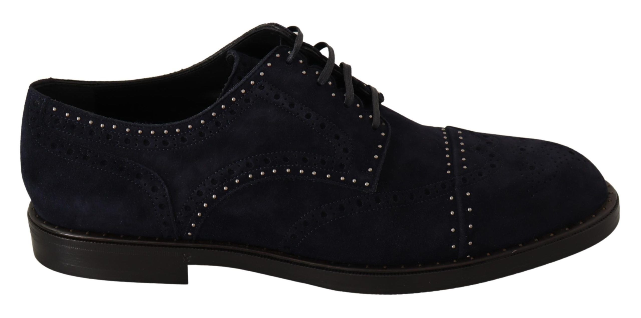 Dolce & Gabbana Blaue Derby-Schuhe aus Wildleder mit Nieten