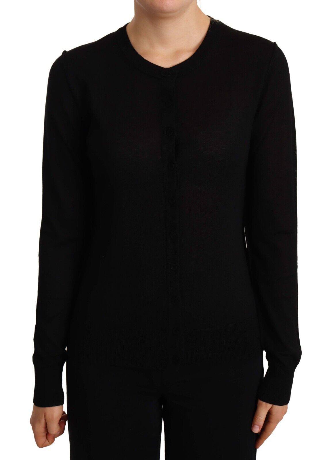 Dolce & Gabbana Schwarzer Pullover mit Rundhalsausschnitt STAFF Pullover Wolle
