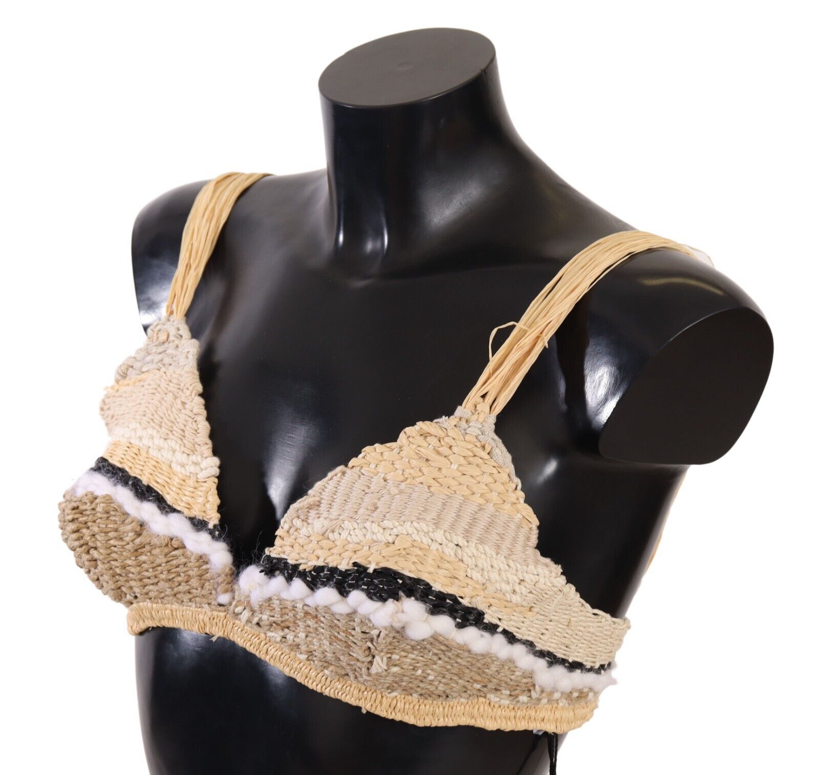 Dolce & Gabbana Beige Stroh Raffia Woven Crochet Cover Up Top – Bild 2