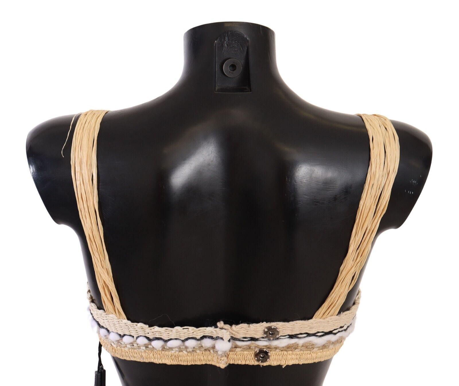 Dolce & Gabbana Beige Stroh Raffia Woven Crochet Cover Up Top – Bild 3