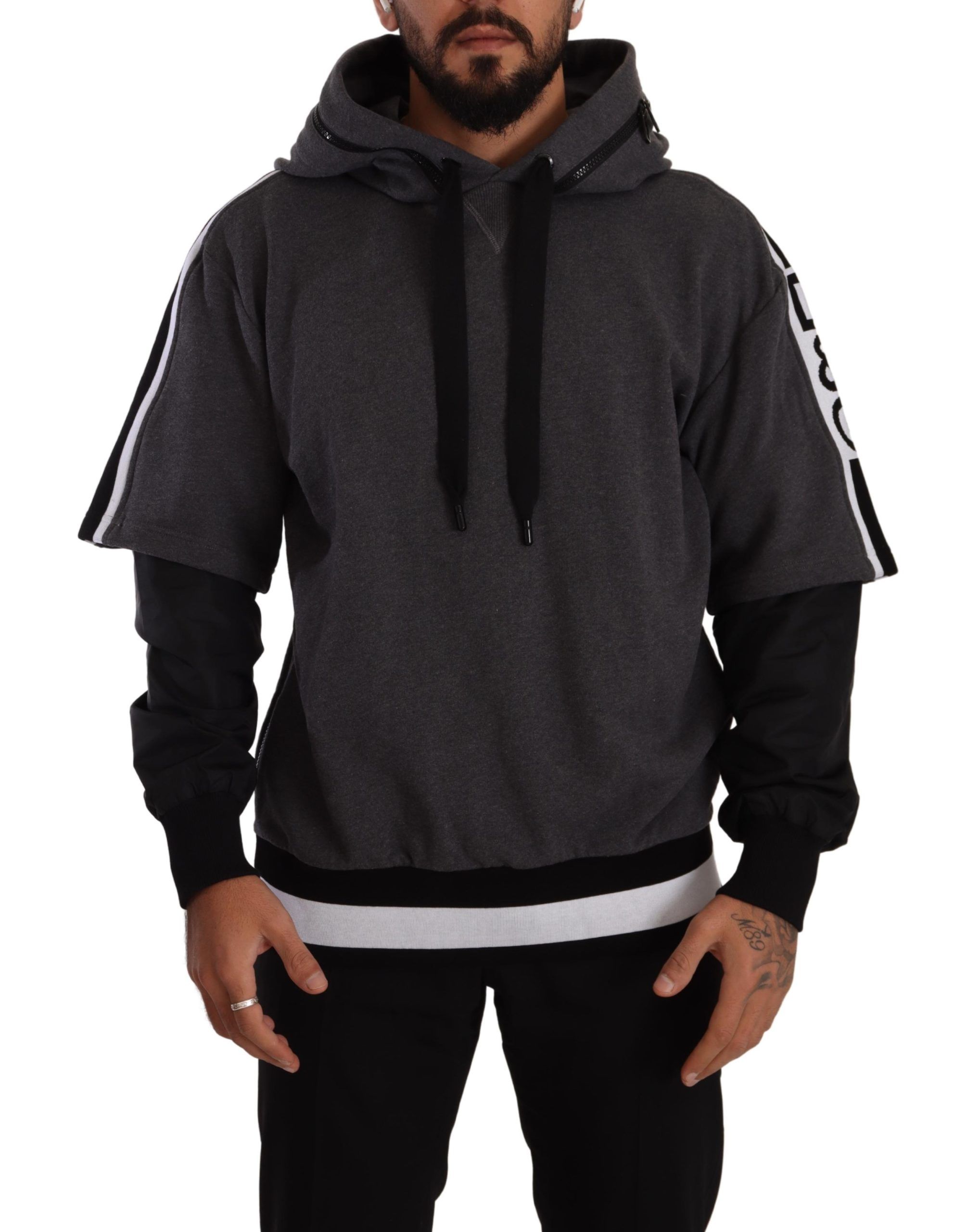 Dolce & Gabbana Grau Schwarz Baumwolle mit Kapuze #DGMILLENNIALS Pullover