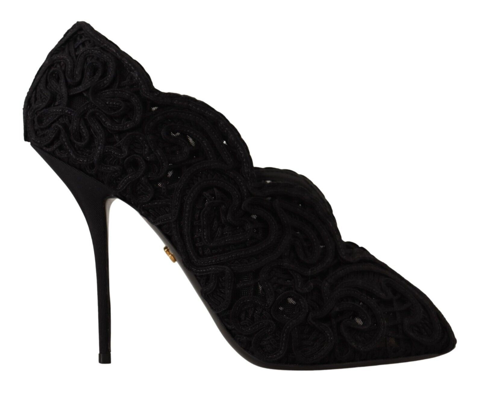 Dolce & Gabbana Schwarze Cordonetto Ricamo Pumps Offene Zehen Schuhe