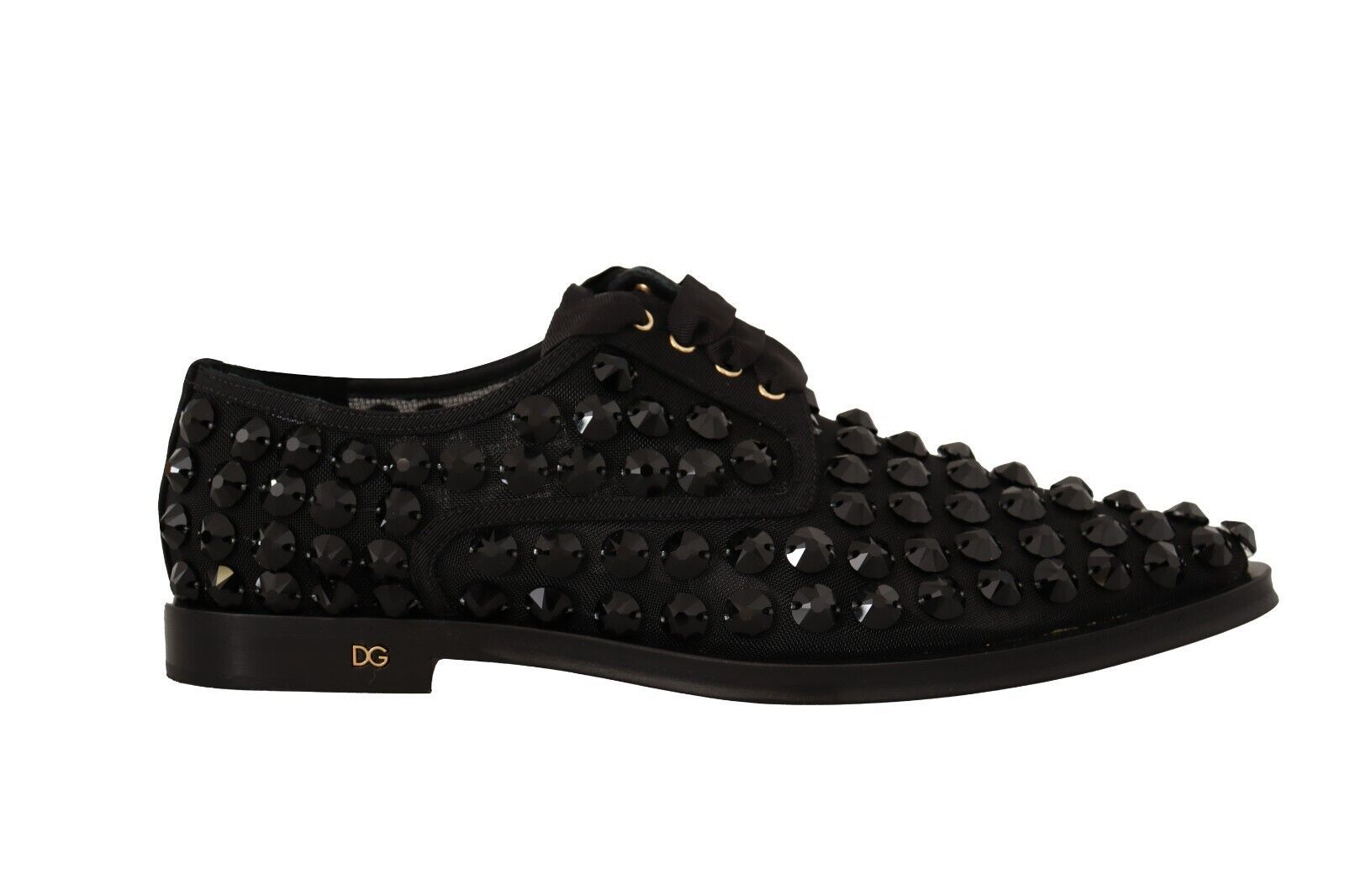 Dolce & Gabbana Schwarze Schnürschuhe mit Nieten Formal Flats Schuhe