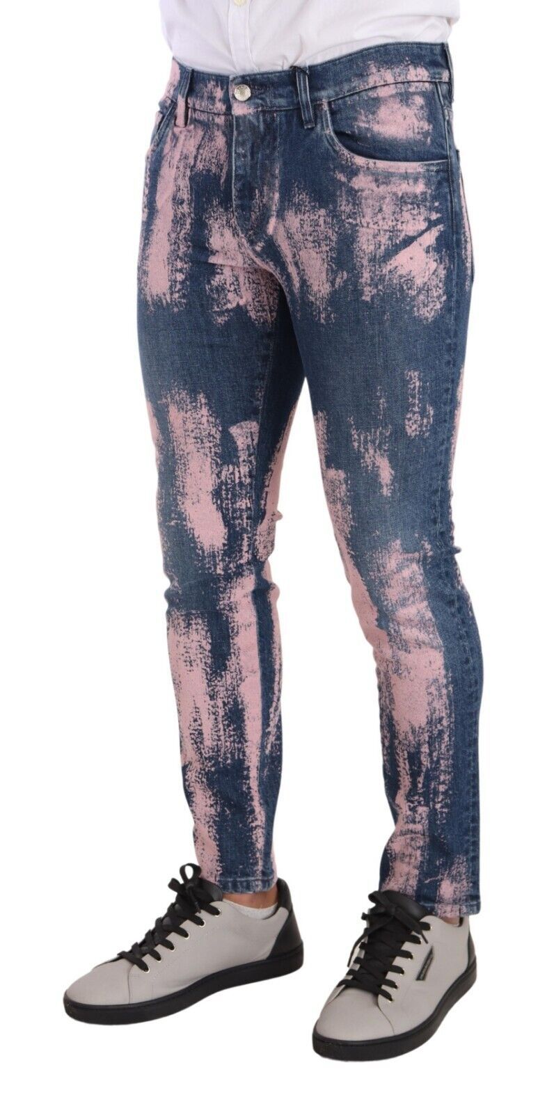 Dolce & Gabbana Blau Rosa Tie Dye Baumwolle Skinny Denim Jeans – Bild 2