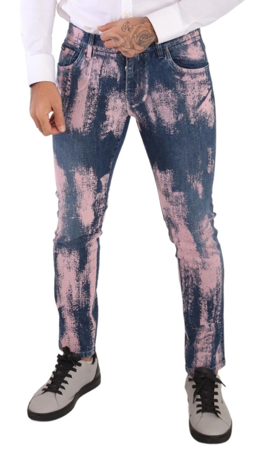 Dolce & Gabbana Blau Rosa Tie Dye Baumwolle Skinny Denim Jeans – Bild 4