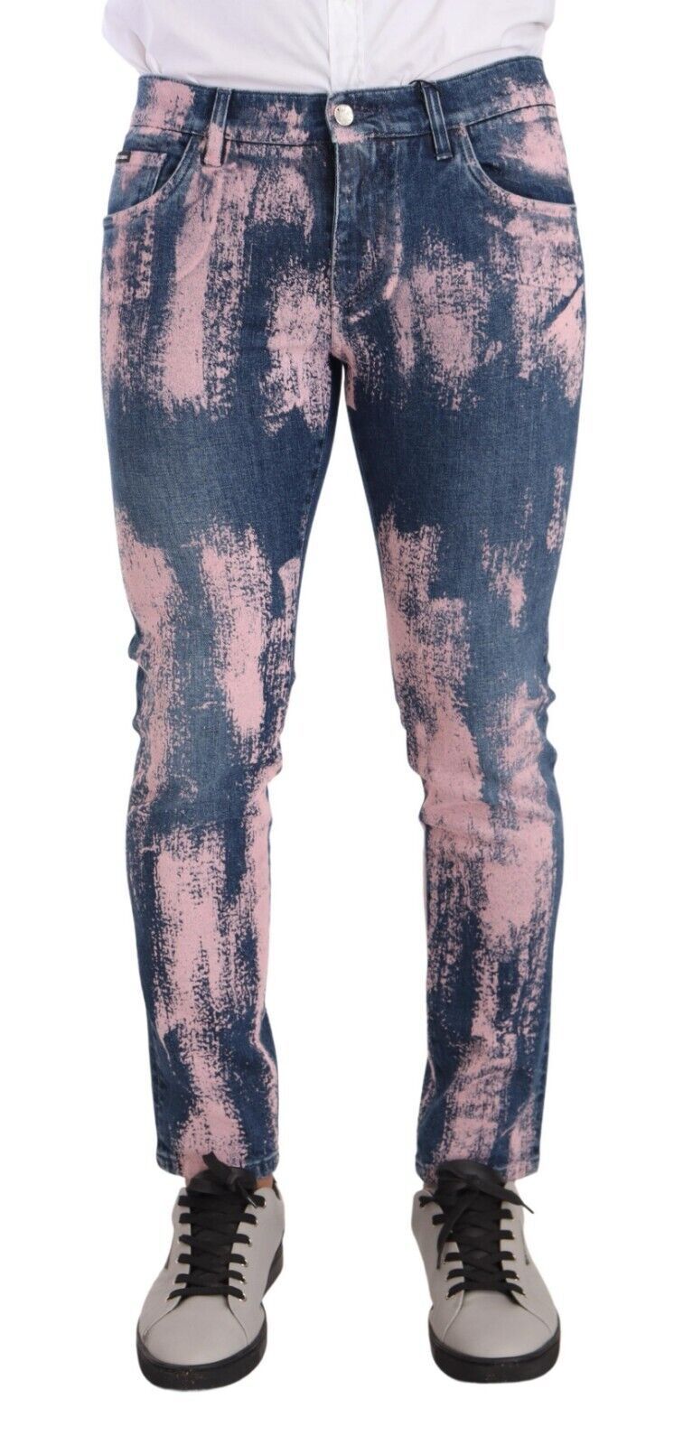 Dolce & Gabbana Blau Rosa Tie Dye Baumwolle Skinny Denim Jeans