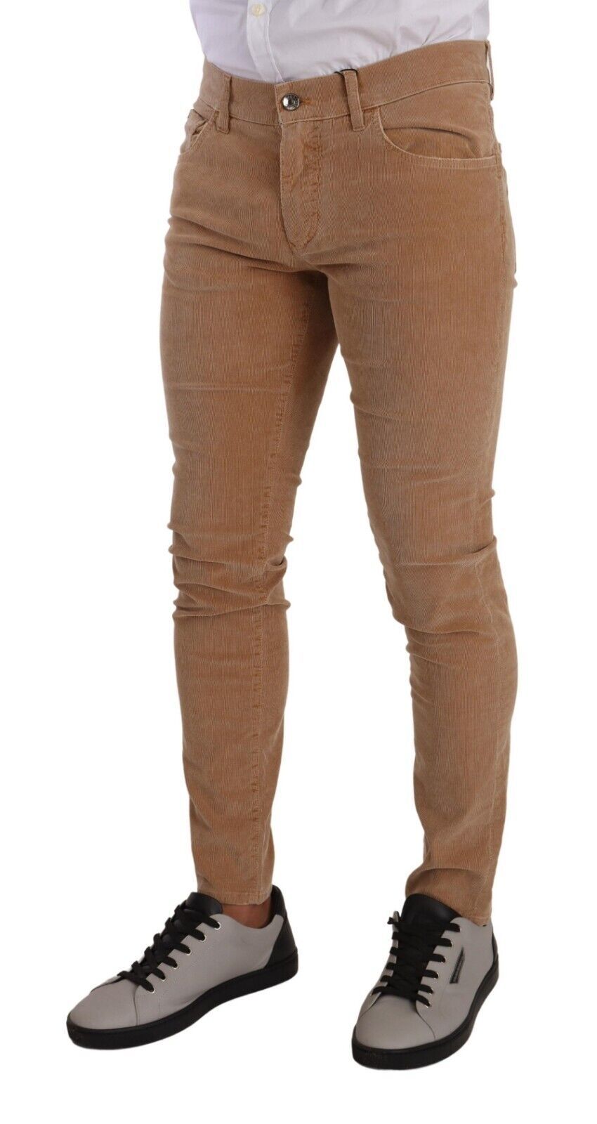 Dolce & Gabbana Brauner Cord Baumwolle Skinny Slim Fit Jeans – Bild 4