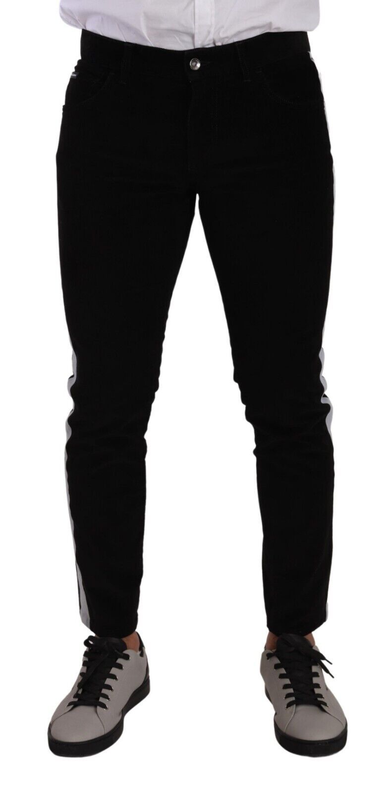 Dolce & Gabbana Schwarze Baumwoll-Stretch-Skinny-Cordjeans