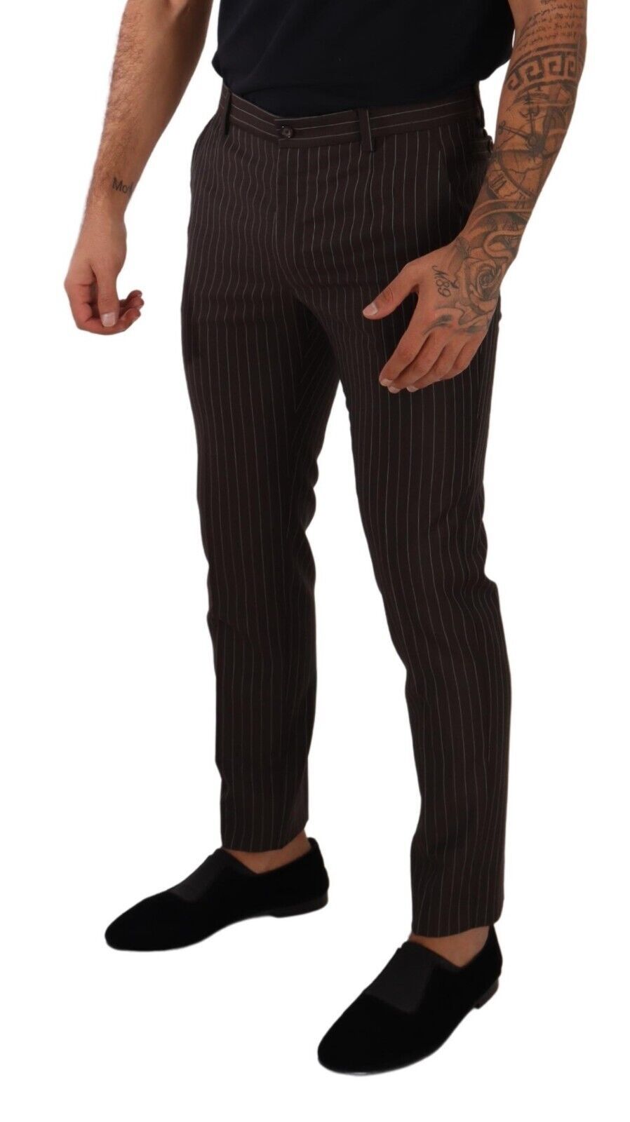 Dolce & Gabbana Braun gestreifte Hose aus Wolle Formal Dress Pants – Bild 3