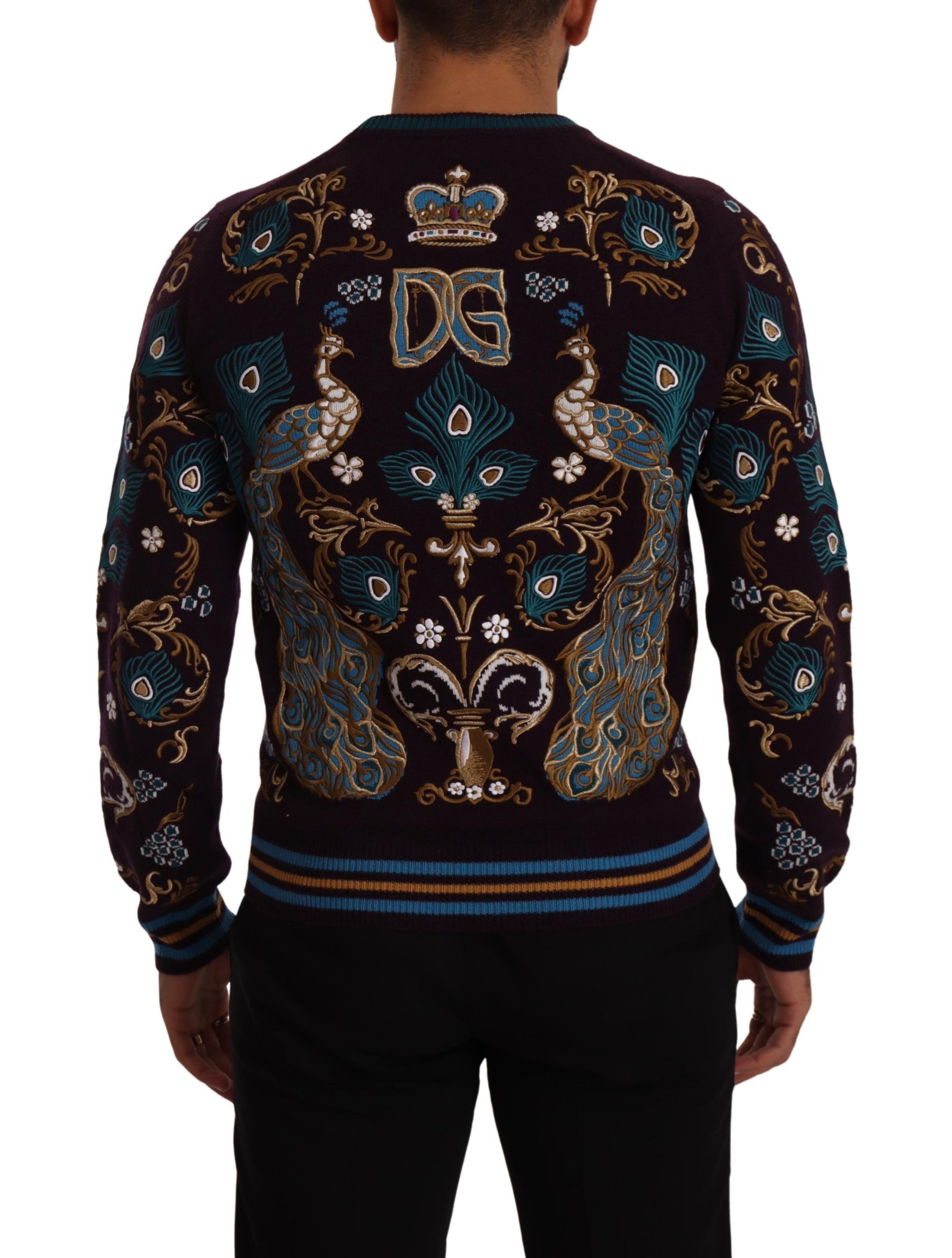 Dolce & Gabbana Bordeauxfarbener Kaschmir DG Crown Pullover mit Stickerei – Bild 3