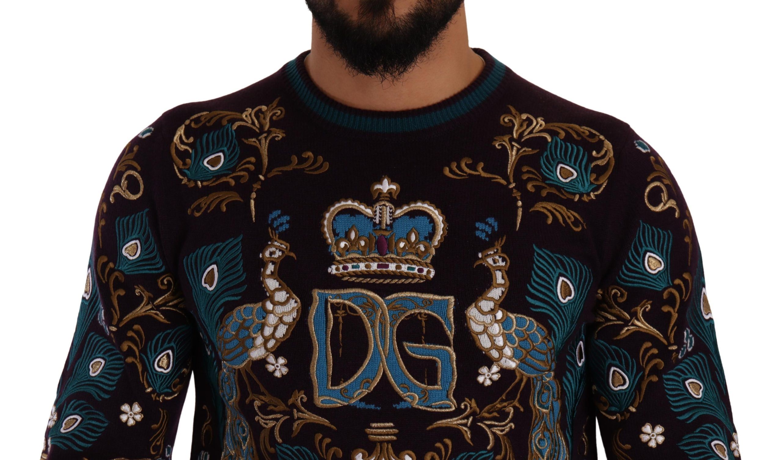Dolce & Gabbana Bordeauxfarbener Kaschmir DG Crown Pullover mit Stickerei – Bild 4
