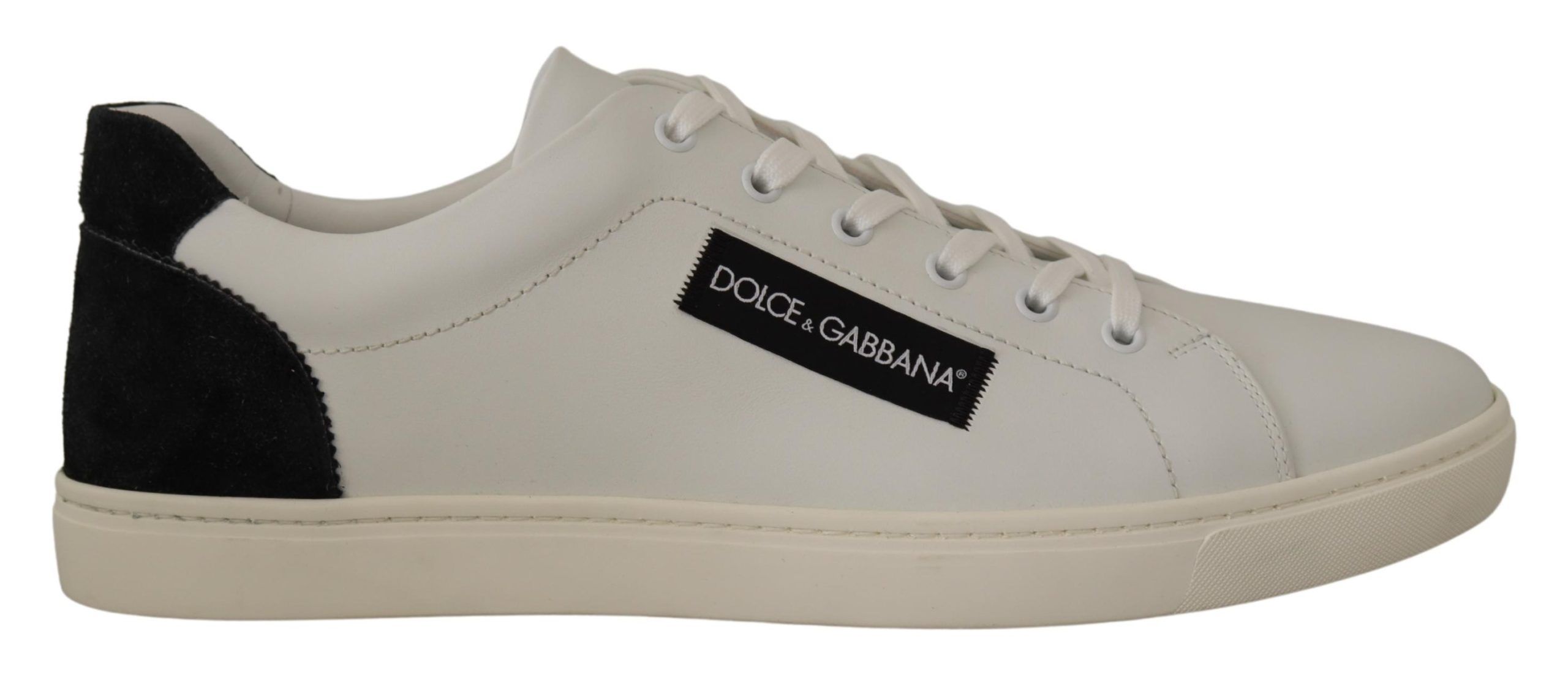 Dolce & Gabbana Weiß Schwarz Leder Halbschuhe Sneakers