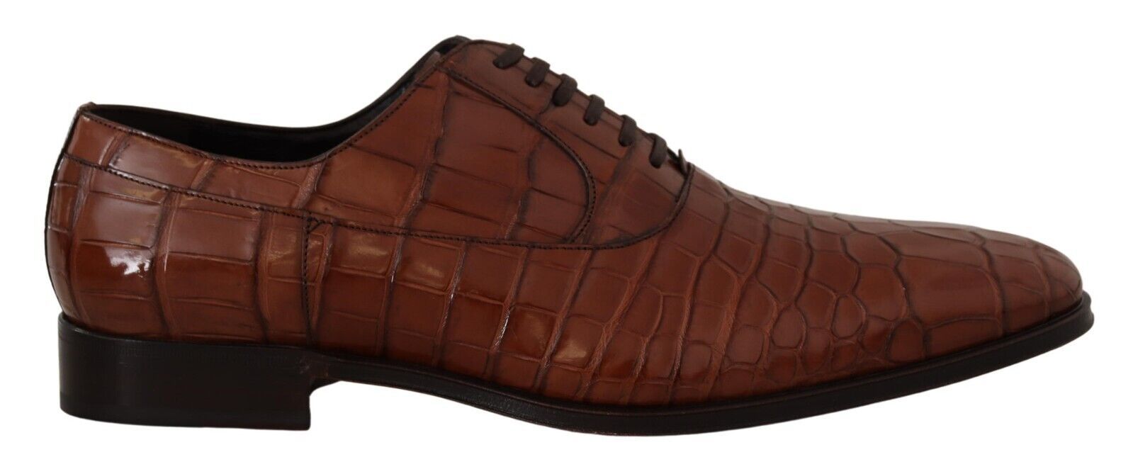 Dolce & Gabbana Braunes Krokodilleder Herren Derby Schuhe