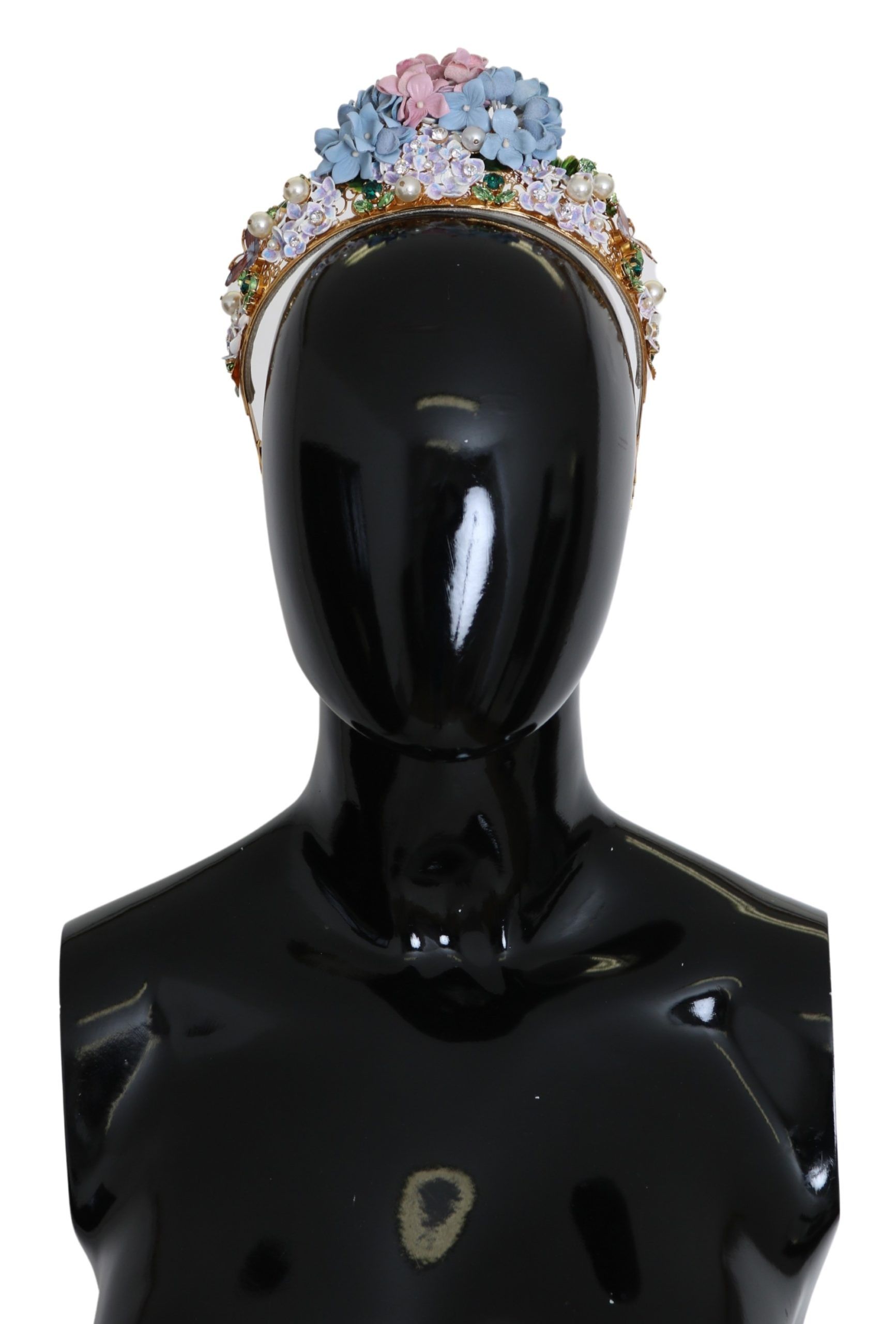 Dolce & Gabbana Gold Kristall Lila Hortensia Stirnband Krone Diadem