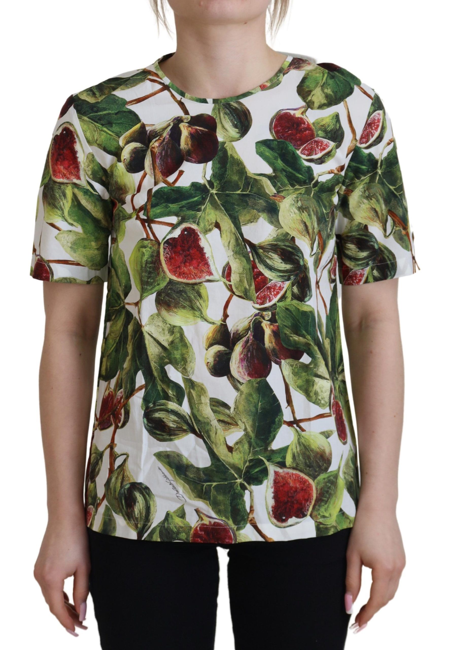 Dolce & Gabbana Baumwoll-Top mit Rundhalsausschnitt Bluse Frucht-T-Shirt
