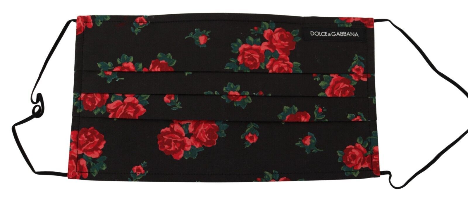 Dolce & Gabbana Schwarz Floral plissiert elastische Ohrbügel One Size Gesichtsmaske