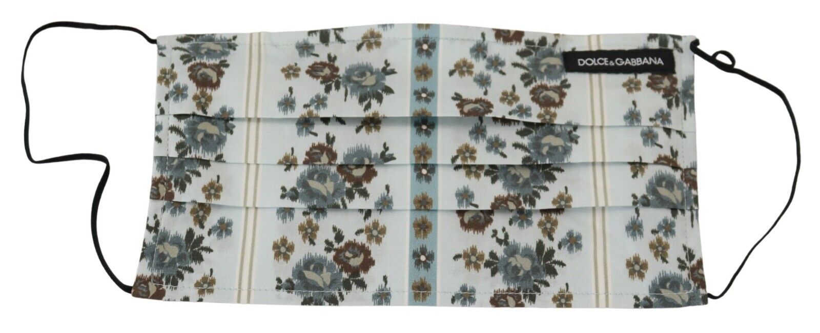 Dolce & Gabbana Weiße florale Baumwolle plissiert elastisches Ohrband Gesichtsmaske