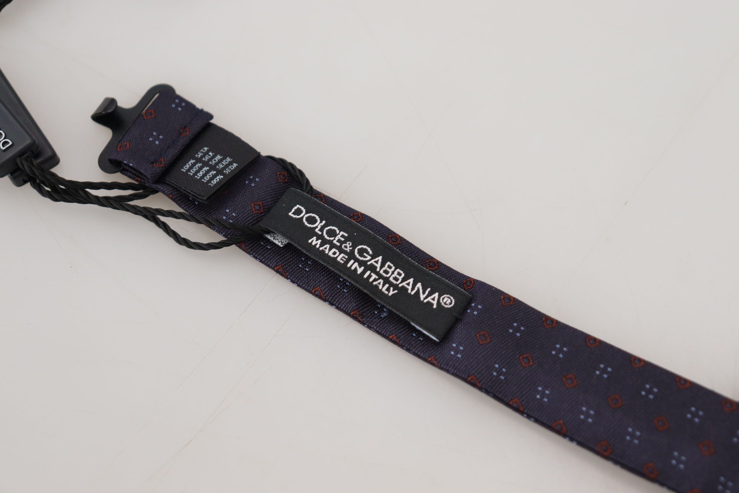 Dolce & Gabbana Blau gemusterte Seiden-Papillon-Fliege mit verstellbarem Hals – Bild 4