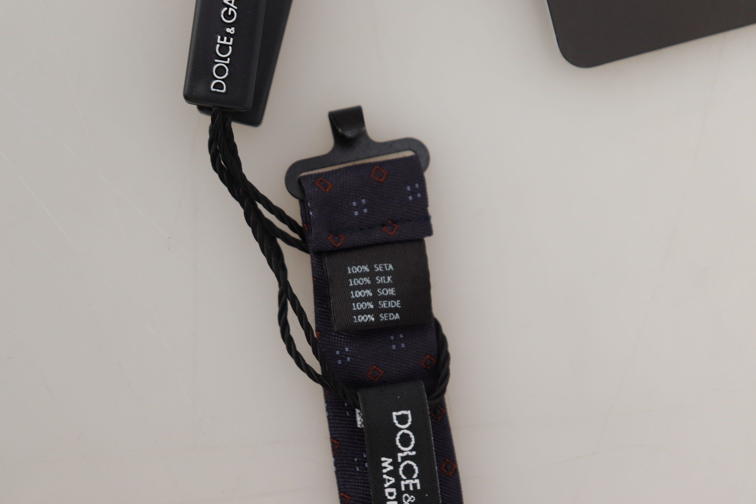 Dolce & Gabbana Blau gemusterte Seiden-Papillon-Fliege mit verstellbarem Hals – Bild 5